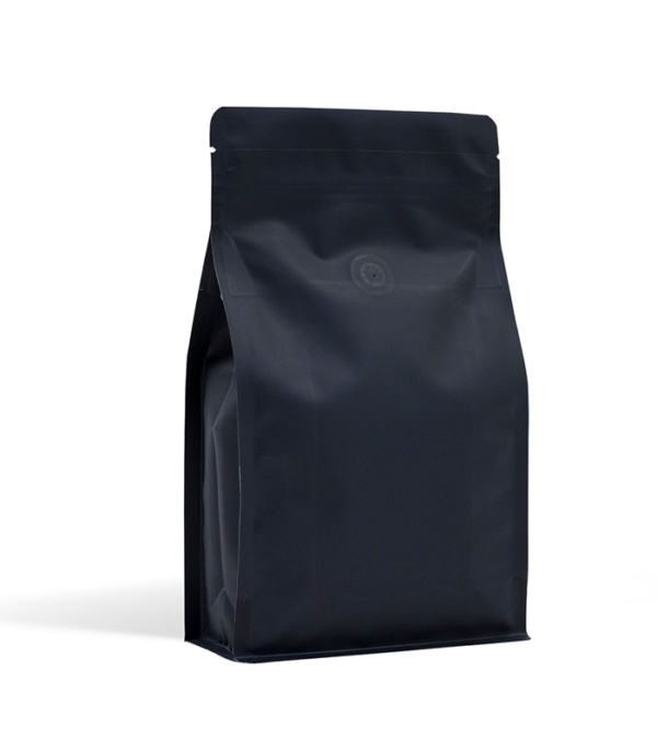 Black Flat bottom bag with one-way-valve